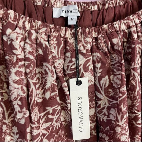 Olivaceous Avery Dress Boho Western Floral Lace Puff Short Sleeve Mini Medium - Picture 4 of 15